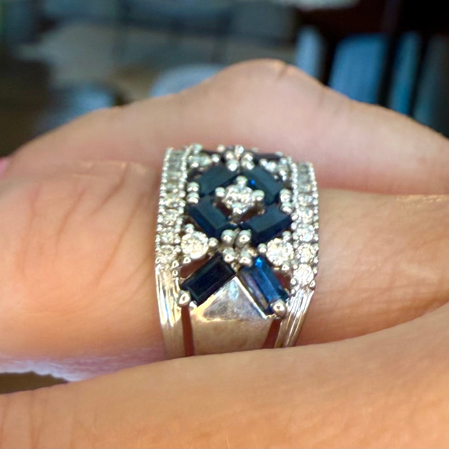 14k Sapphire and Diamond Band