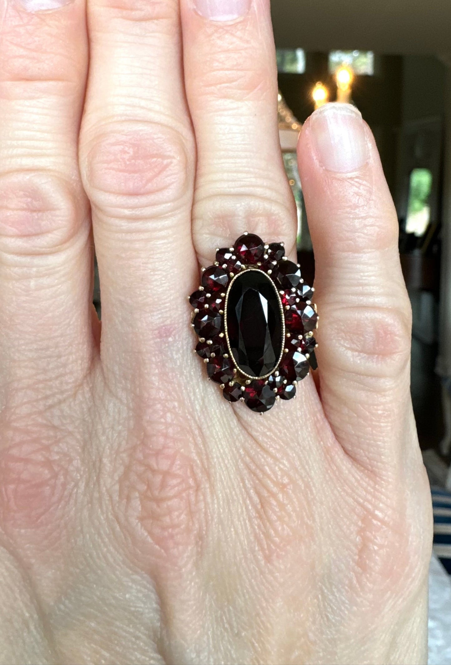 Vintage 10K Gold Garnet Cocktail Ring