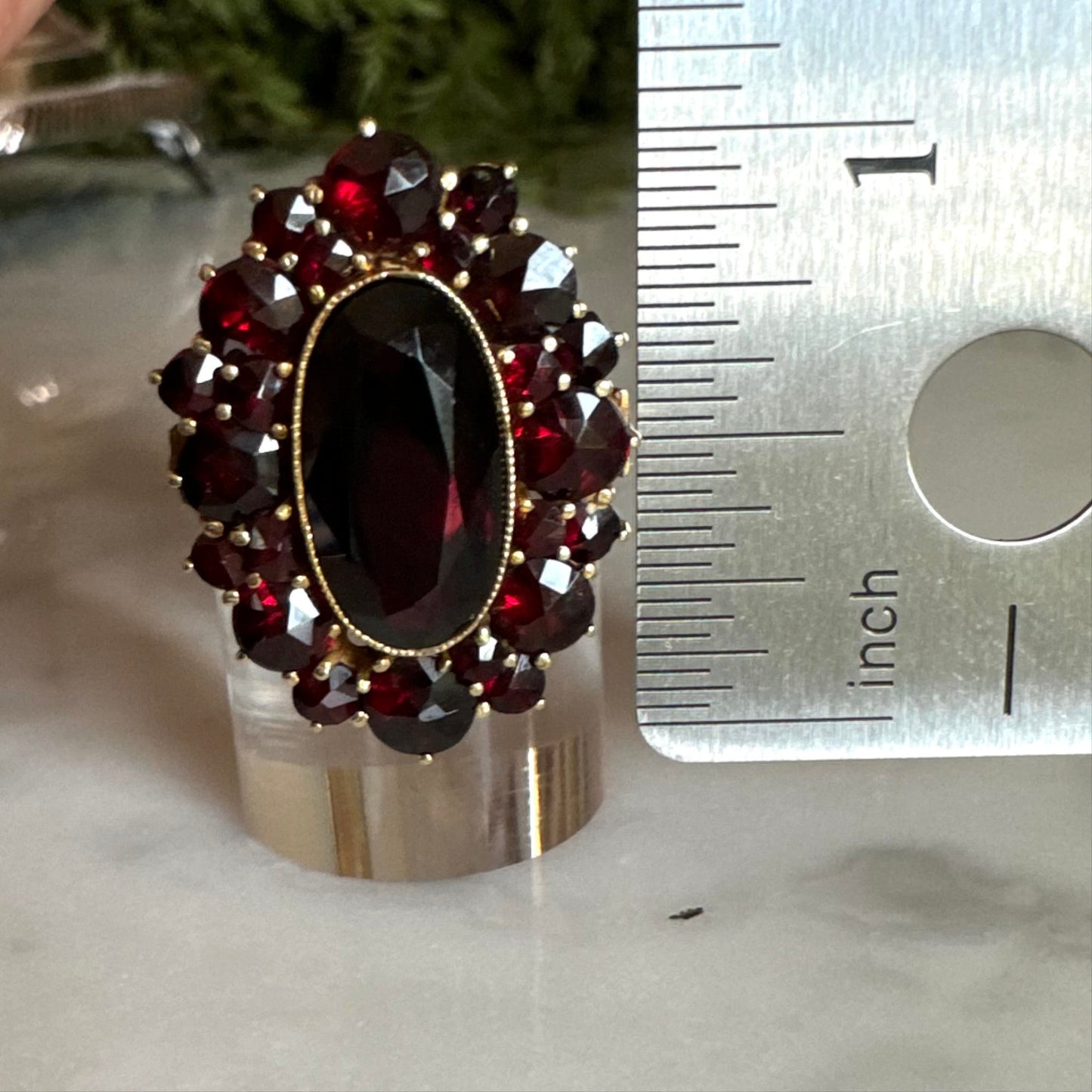Vintage 10K Gold Garnet Cocktail Ring