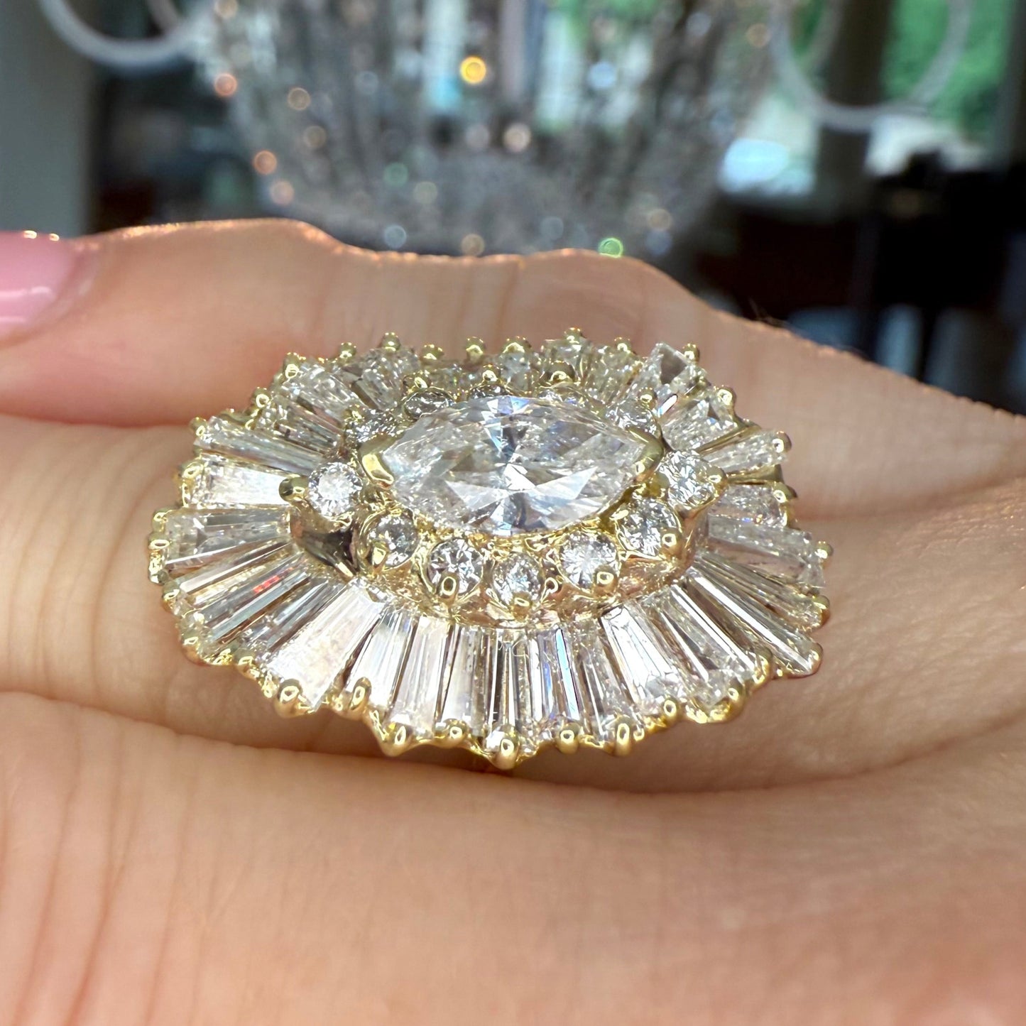 14K 5.05 CTW Diamond Ballerina Engagement or Cocktail Ring