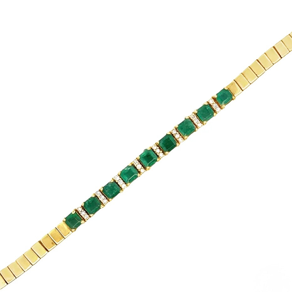 Estate 18K Emerald and Diamond Bracelet