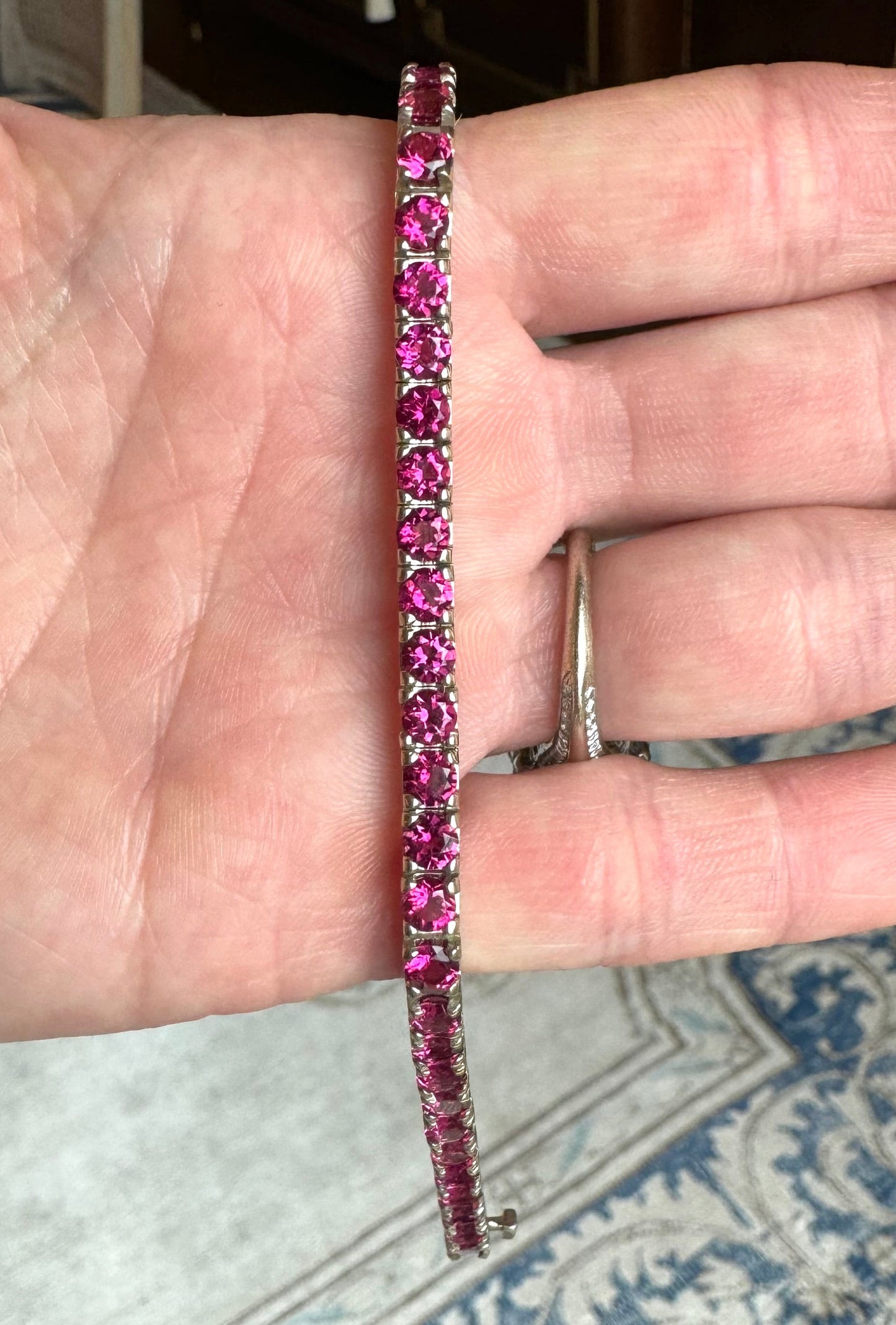 14K Gold Garnet Tennis Bracelet