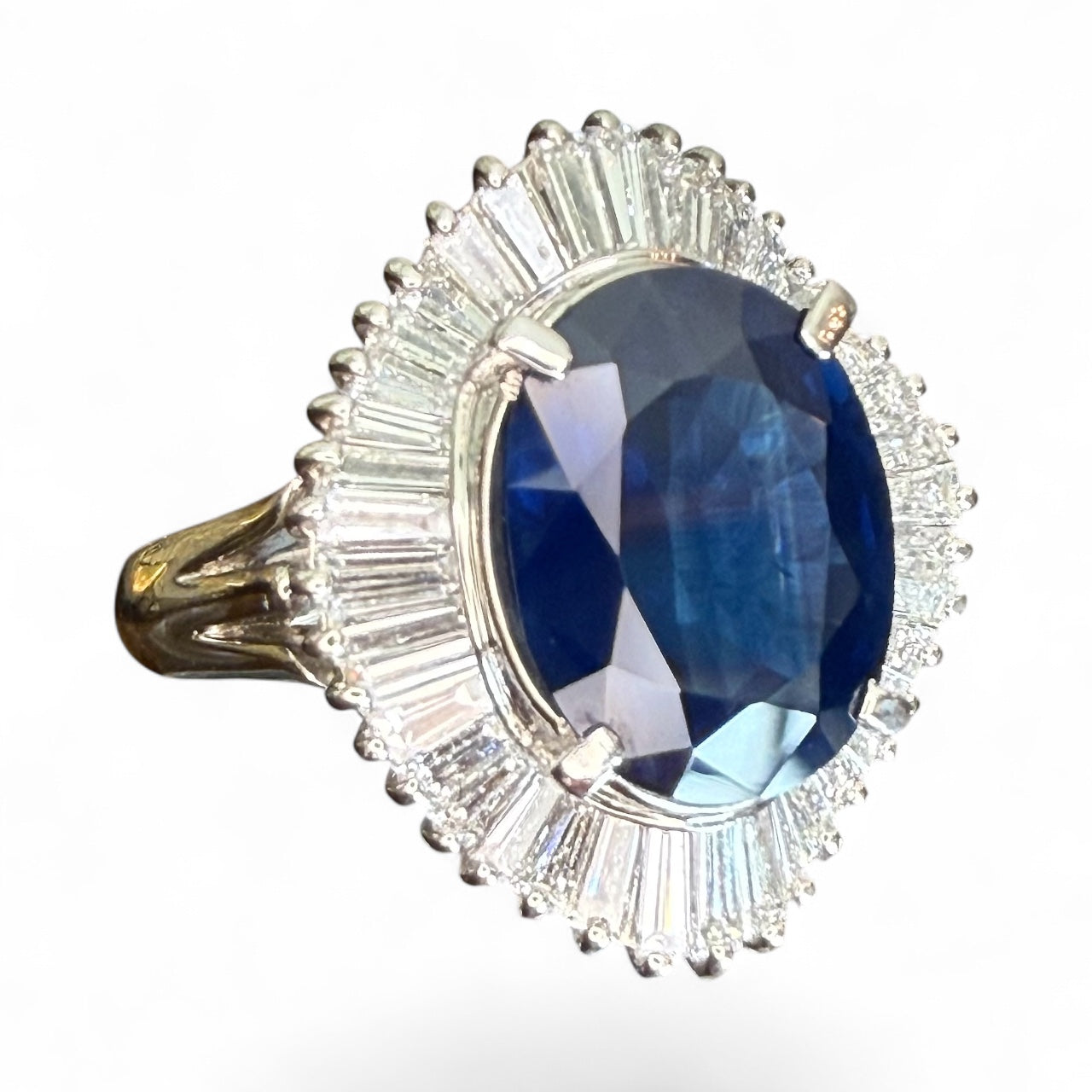 Platinum 6.40 CT Sapphire and 1.67 CTW Diamond Ballerina Ring