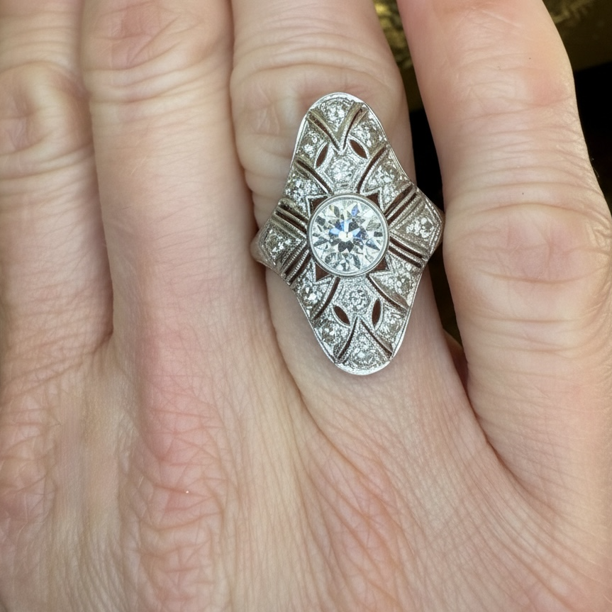 Platinum Antique Art Deco 1.59 CTW Diamond Ring- Includes GIA Appraisal