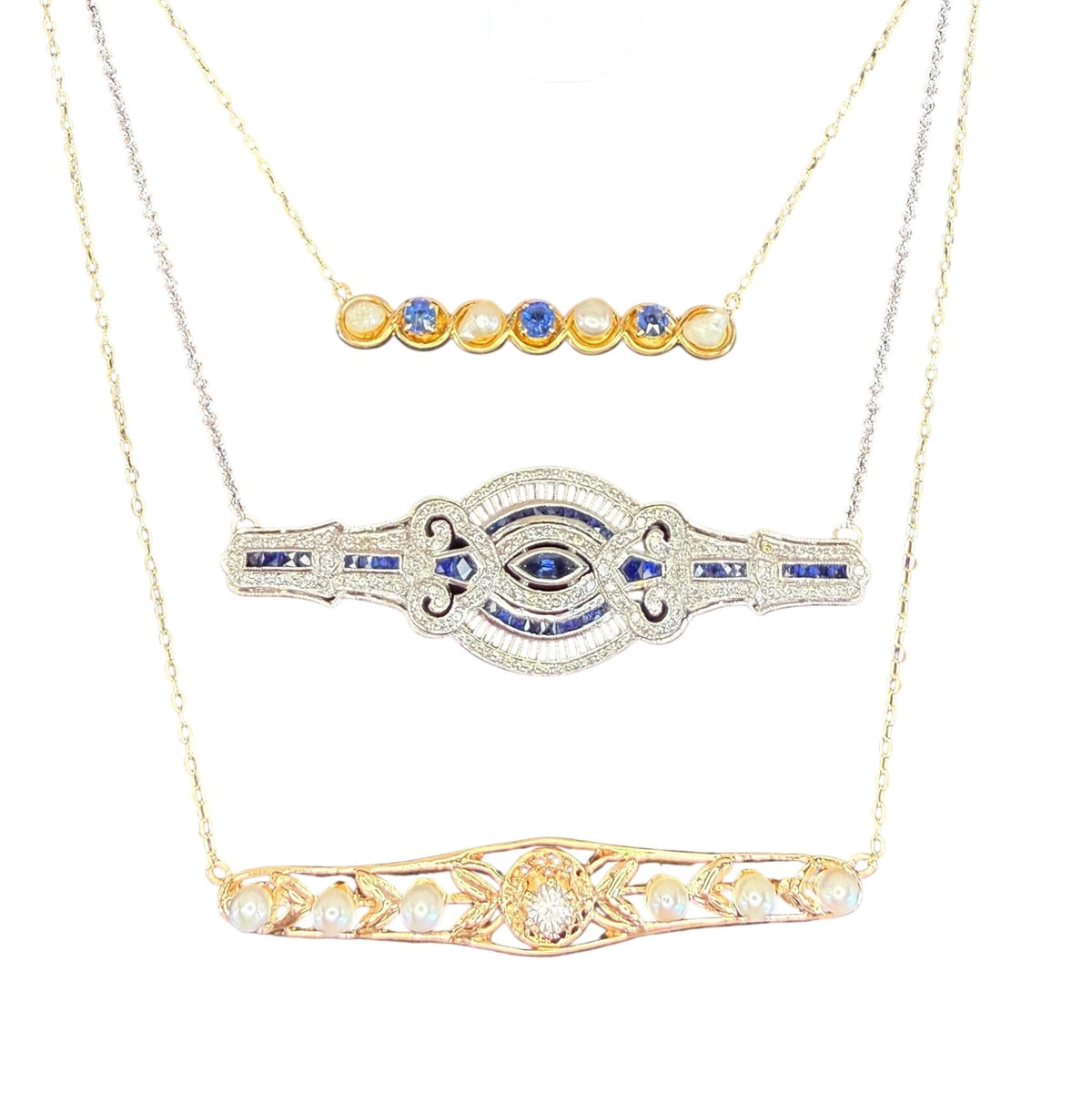 ANTIQUE BAR PIN NECKLACES