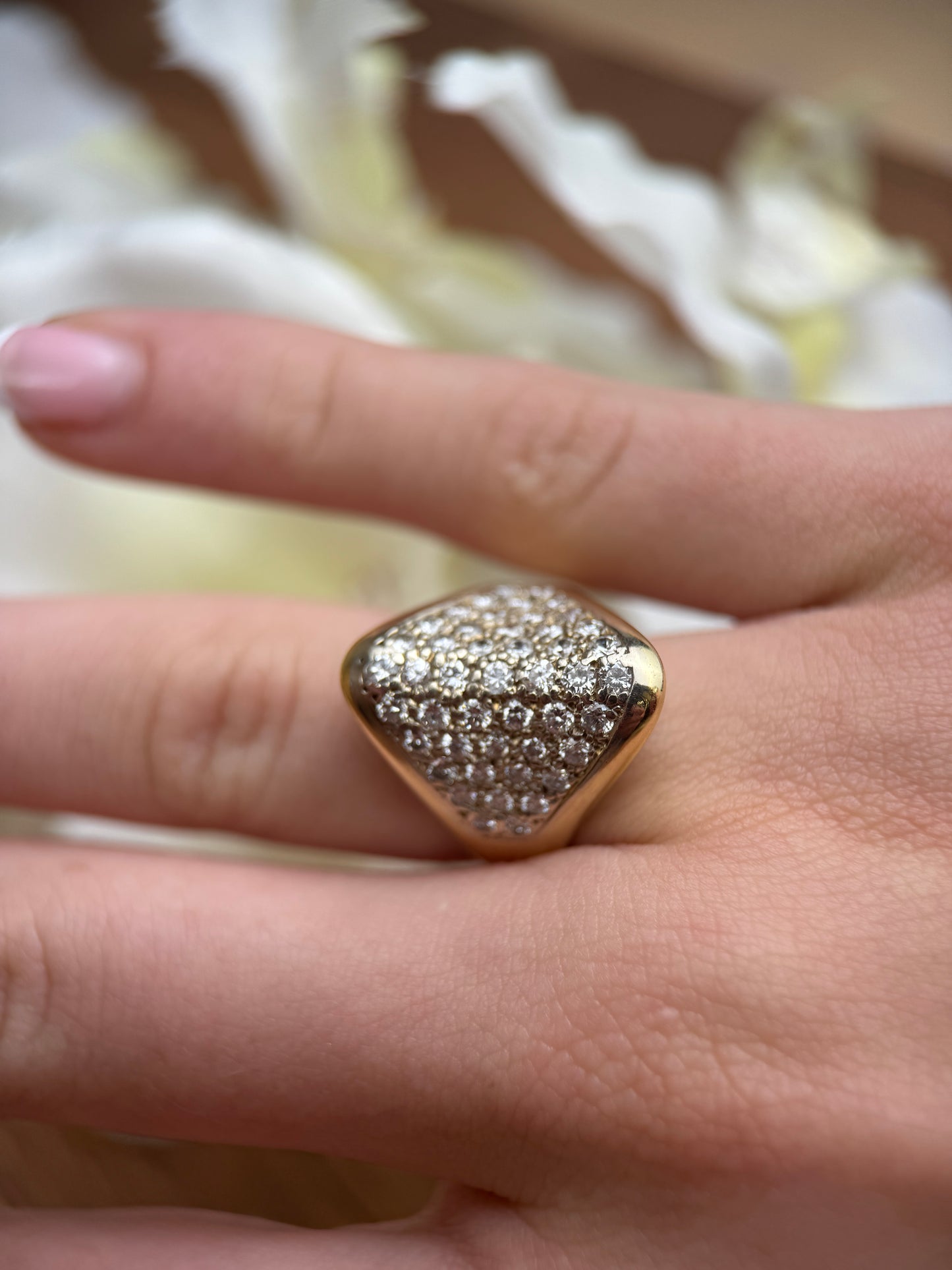 14K Diamond Cluster Dome Band