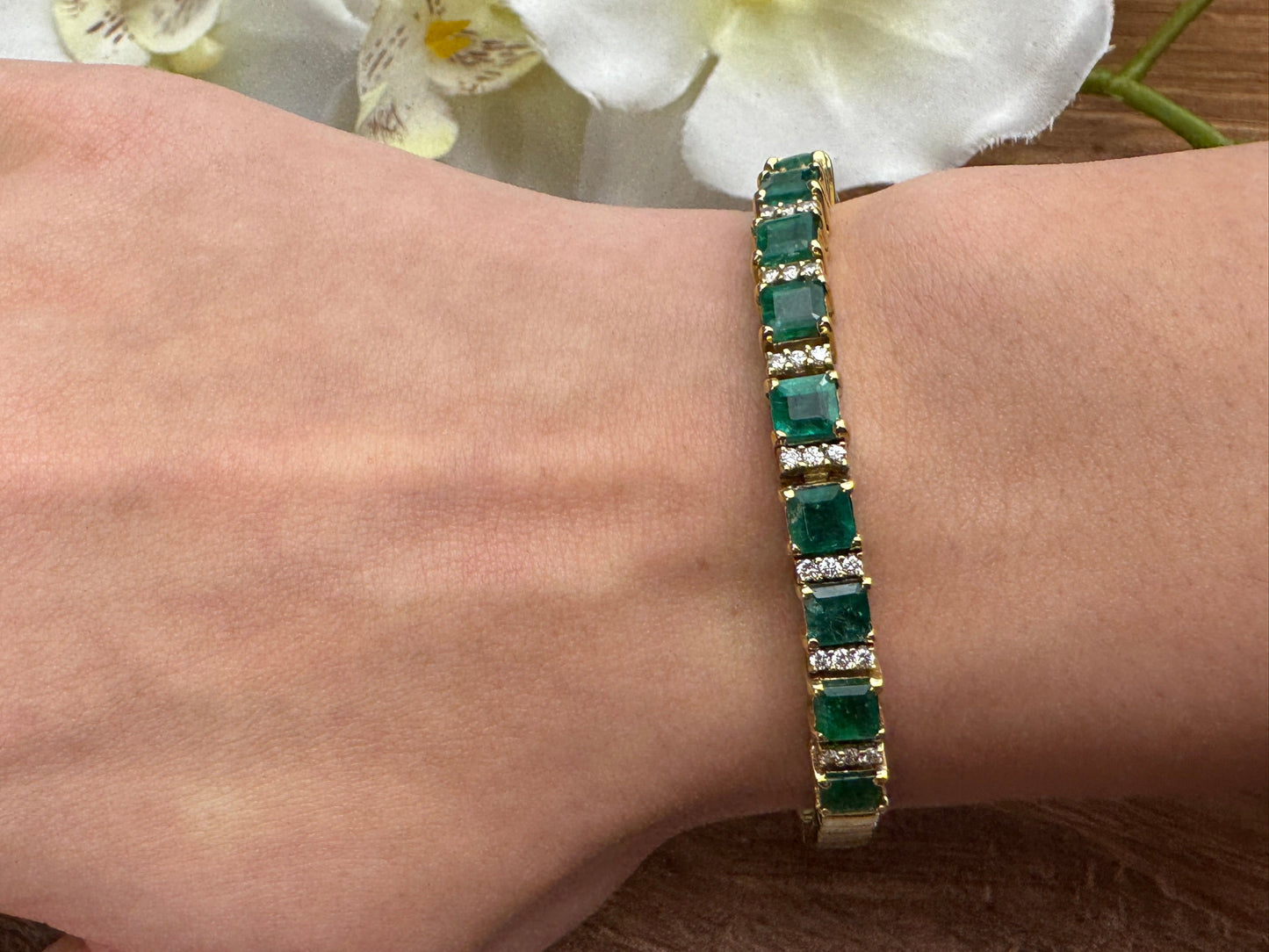 Estate 18K Emerald and Diamond Bracelet