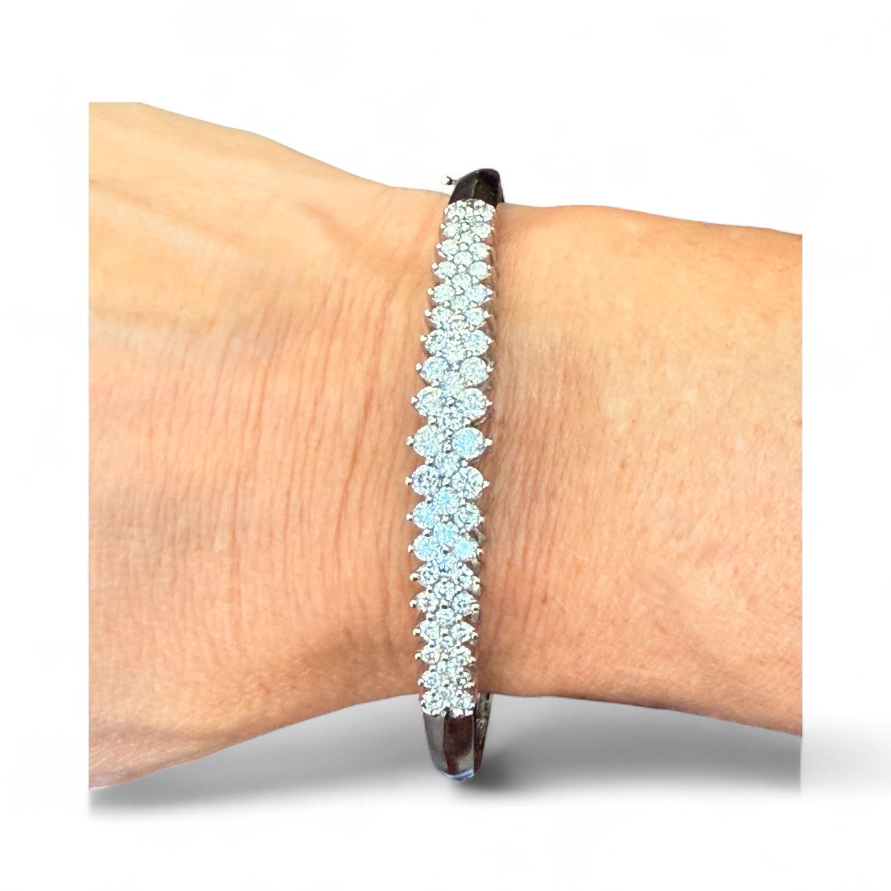 14K White Gold 3 CTW Diamond Bangle