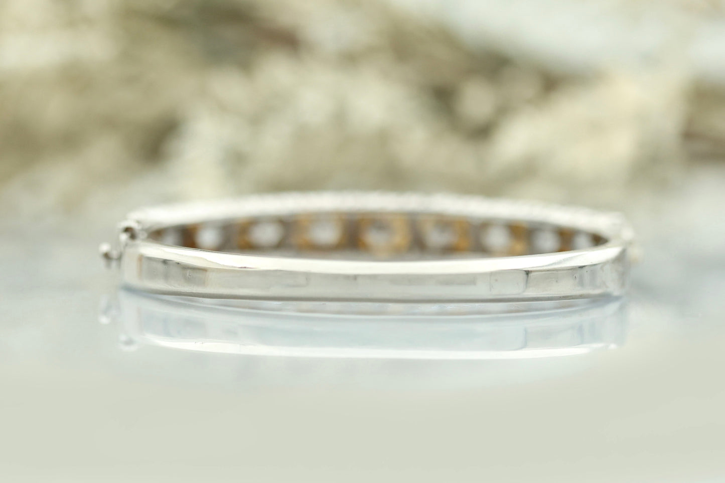 Vintage 14k Diamond and Pearl Bangle Bracelet-Includes GIA Appraisal