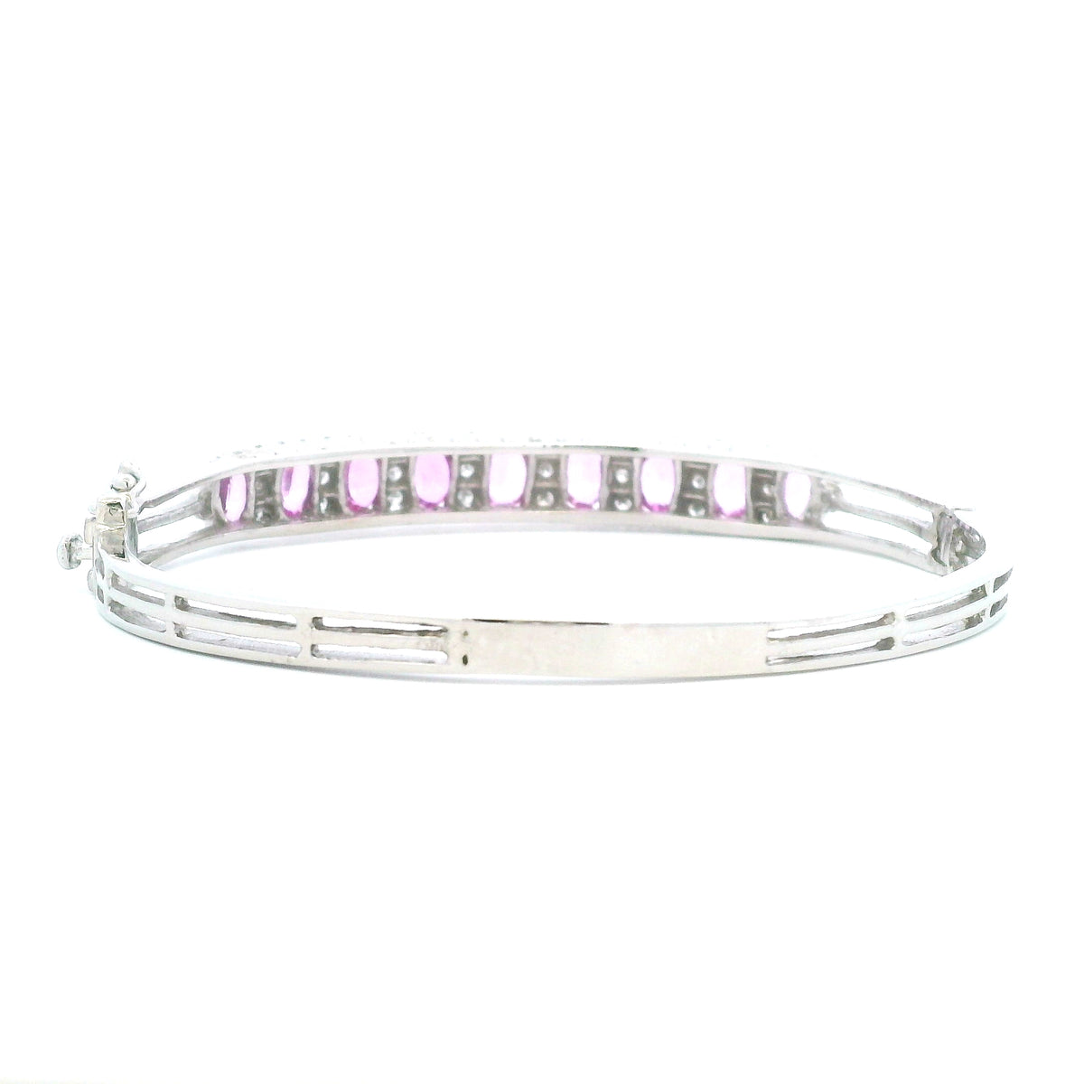 14k 5.40 CTW Oval Pink Sapphire and Diamond Bangle-GIA Appraisal Included