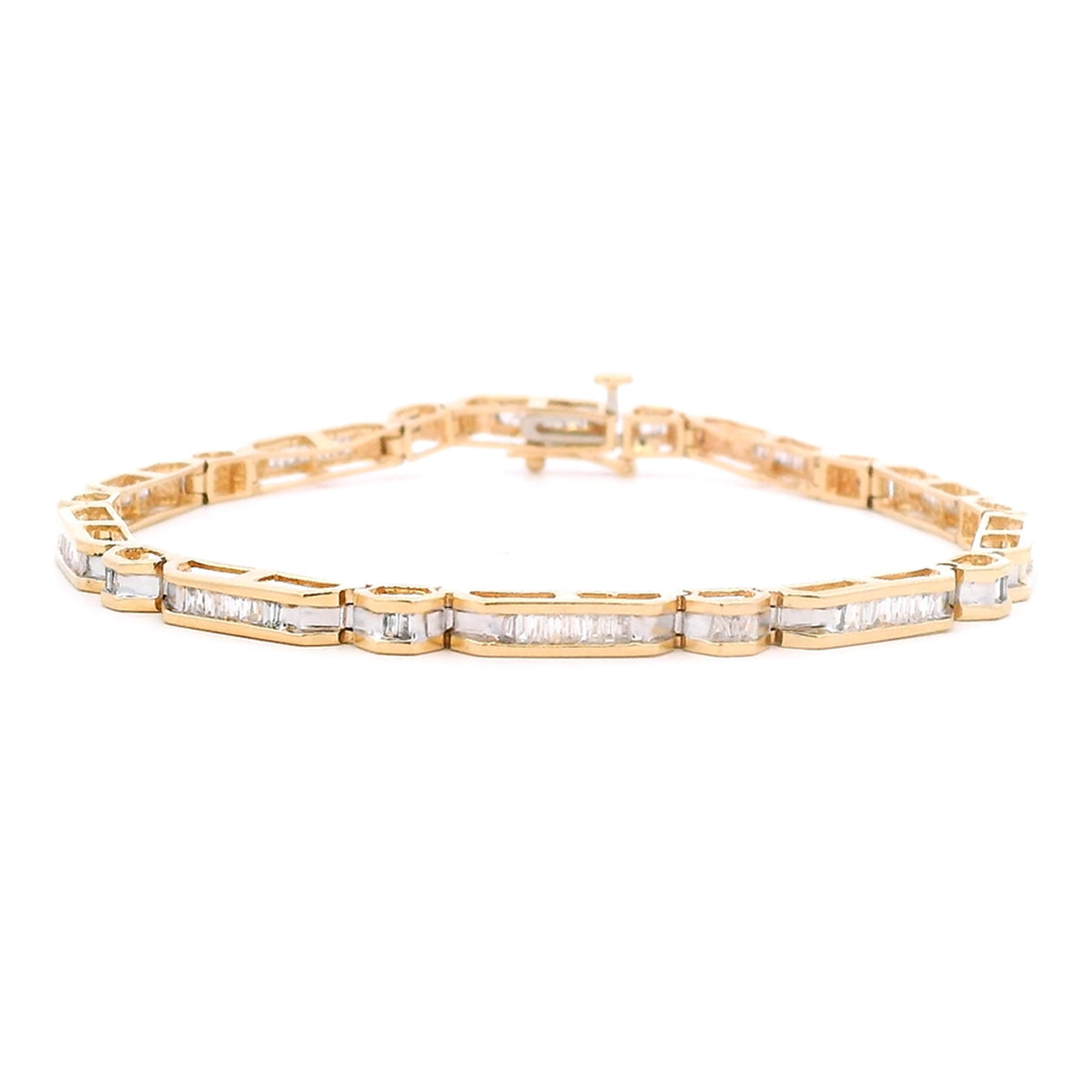 14k 1.25 CTW Diamond Baguette Tennis Bracelet-Includes GIA Appraisal