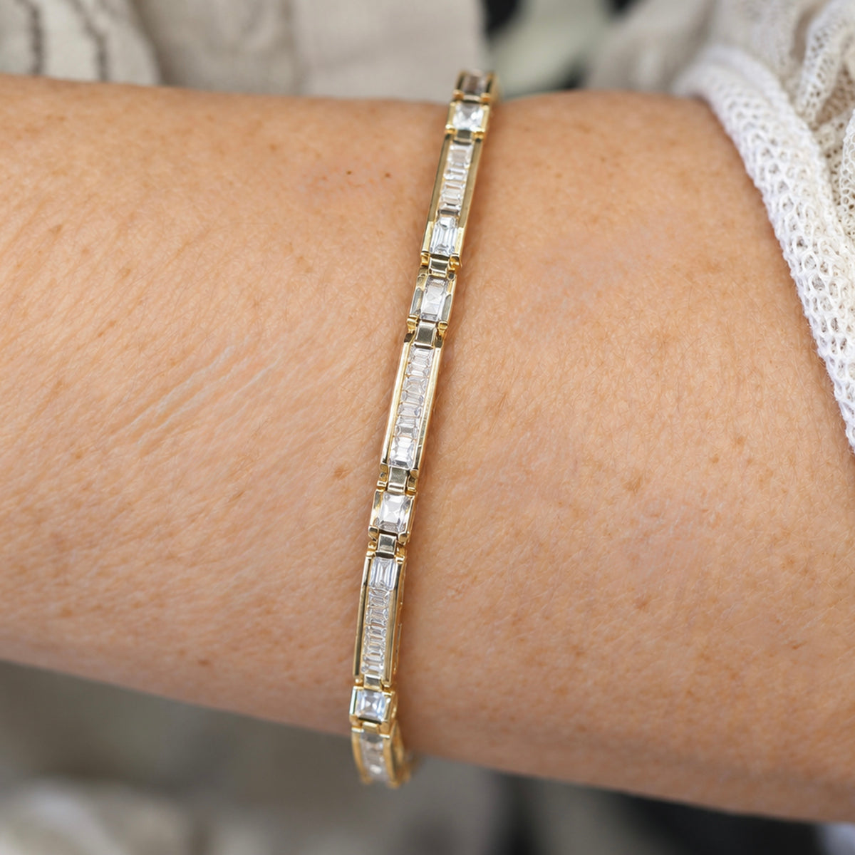 14k 1.25 CTW Diamond Baguette Tennis Bracelet-Includes GIA Appraisal
