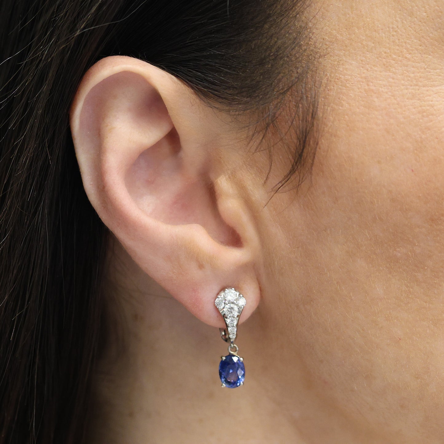 Antique Sapphire and Diamond Earrings-GIA Appraisal Included