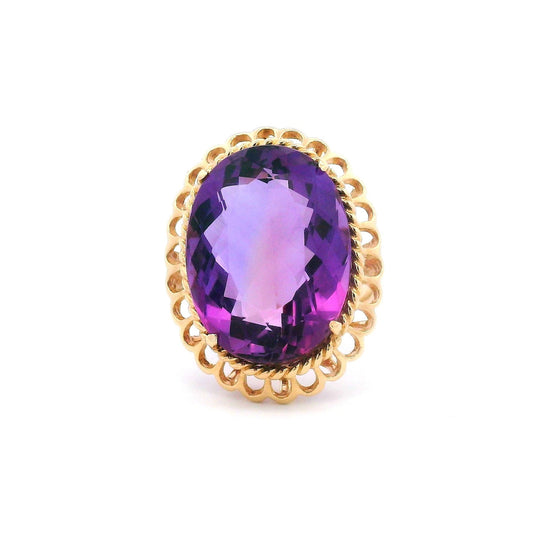 14K Oval Amethyst Antique Ring