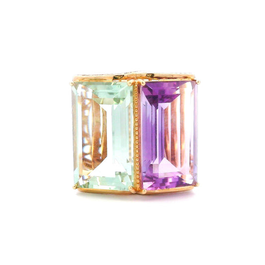 14K Green and Purple Amethyst Filigree Cocktail Ring