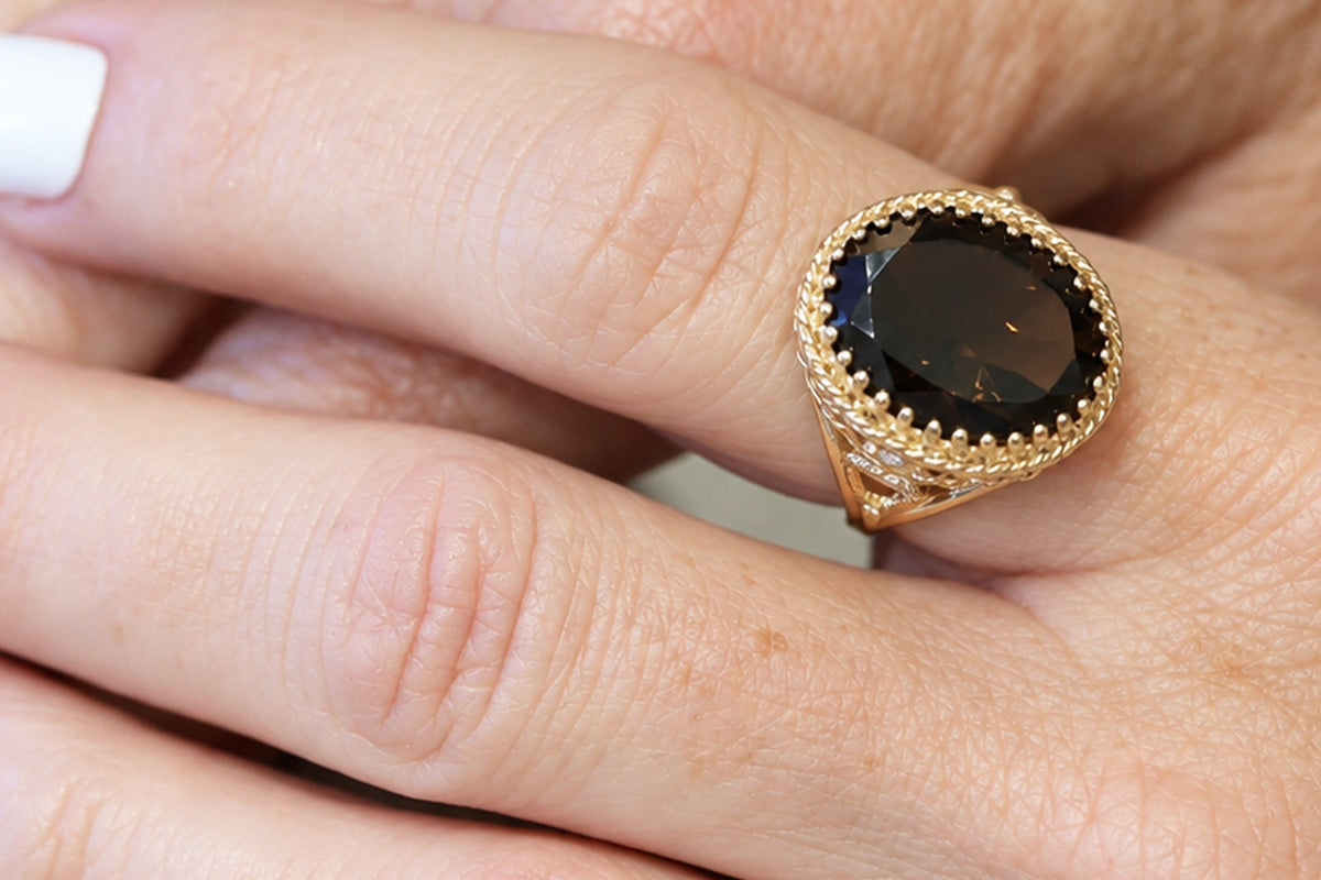10K Antique Smokey Quartz Ring