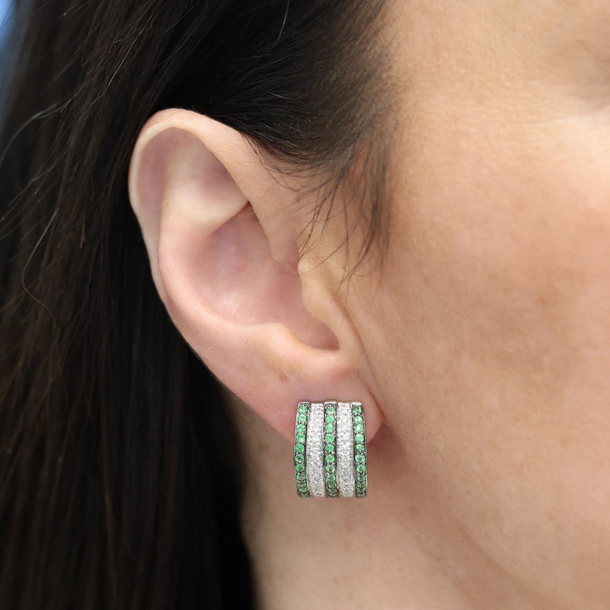 18K White Gold Tsavorite Garnet and Diamond Earrings-Includes GIA Appraisal