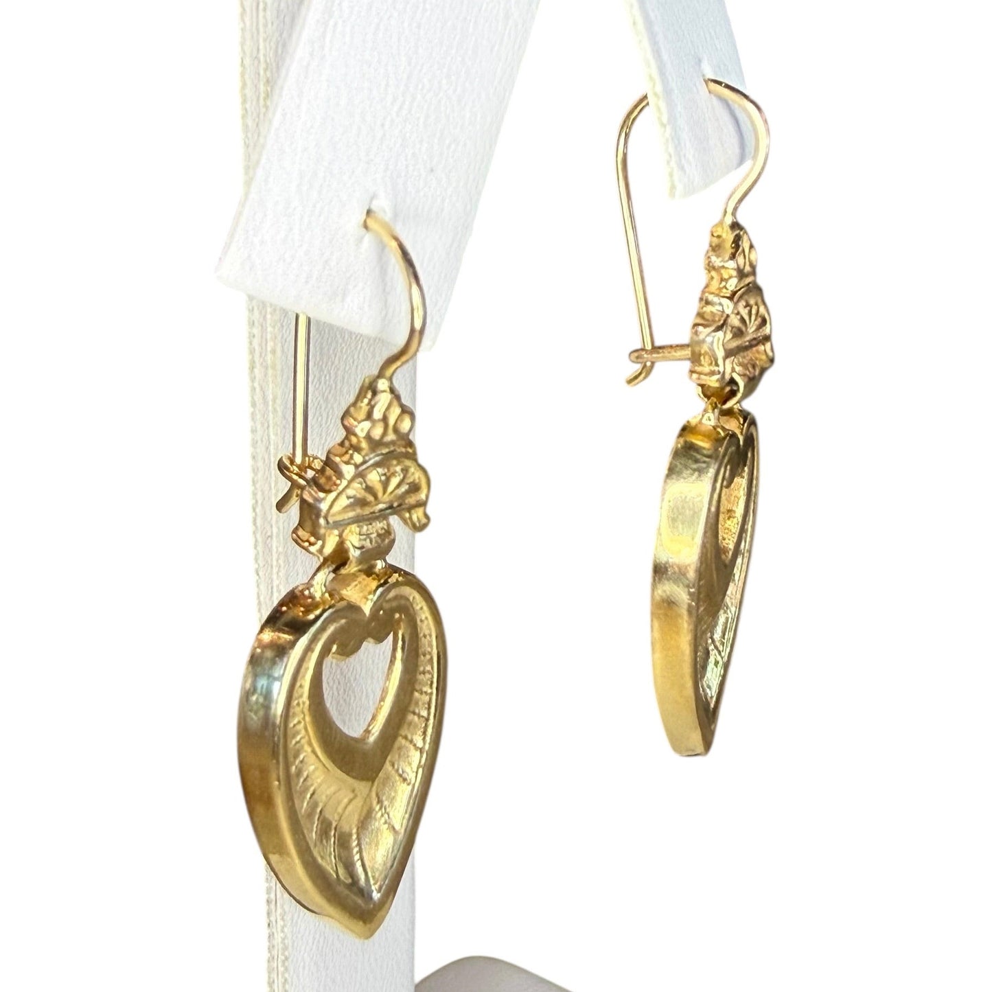 Antique 14k Dangle Heart Motif Earrings- Includes GIA Appraisal