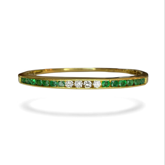 18k Vintage Emerald and Diamond Vintage Bangle