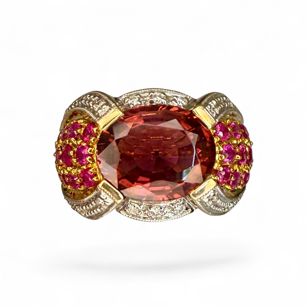 14K 3.07 CT Tourmaline, Ruby, and Diamond Estate Cocktail Ring