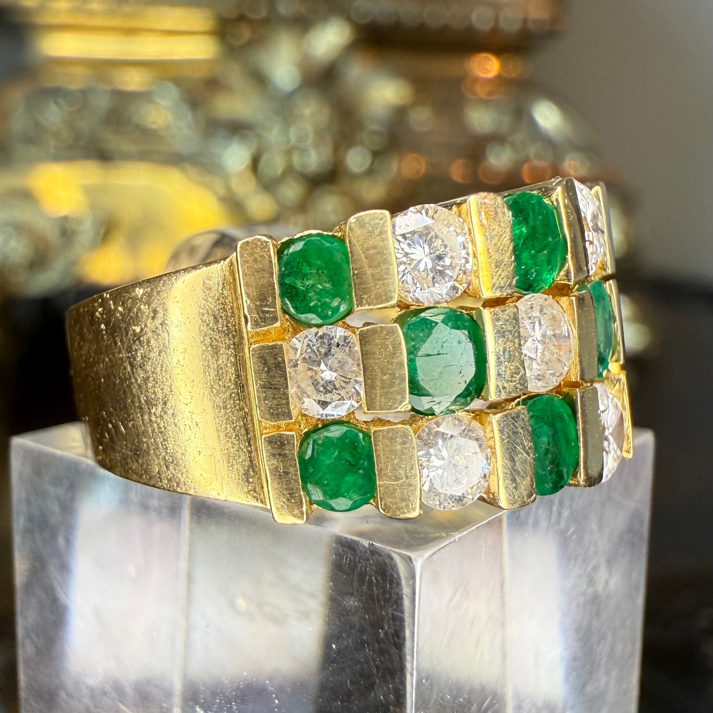 14K Emerald and 1.04 CTW Diamond Band
