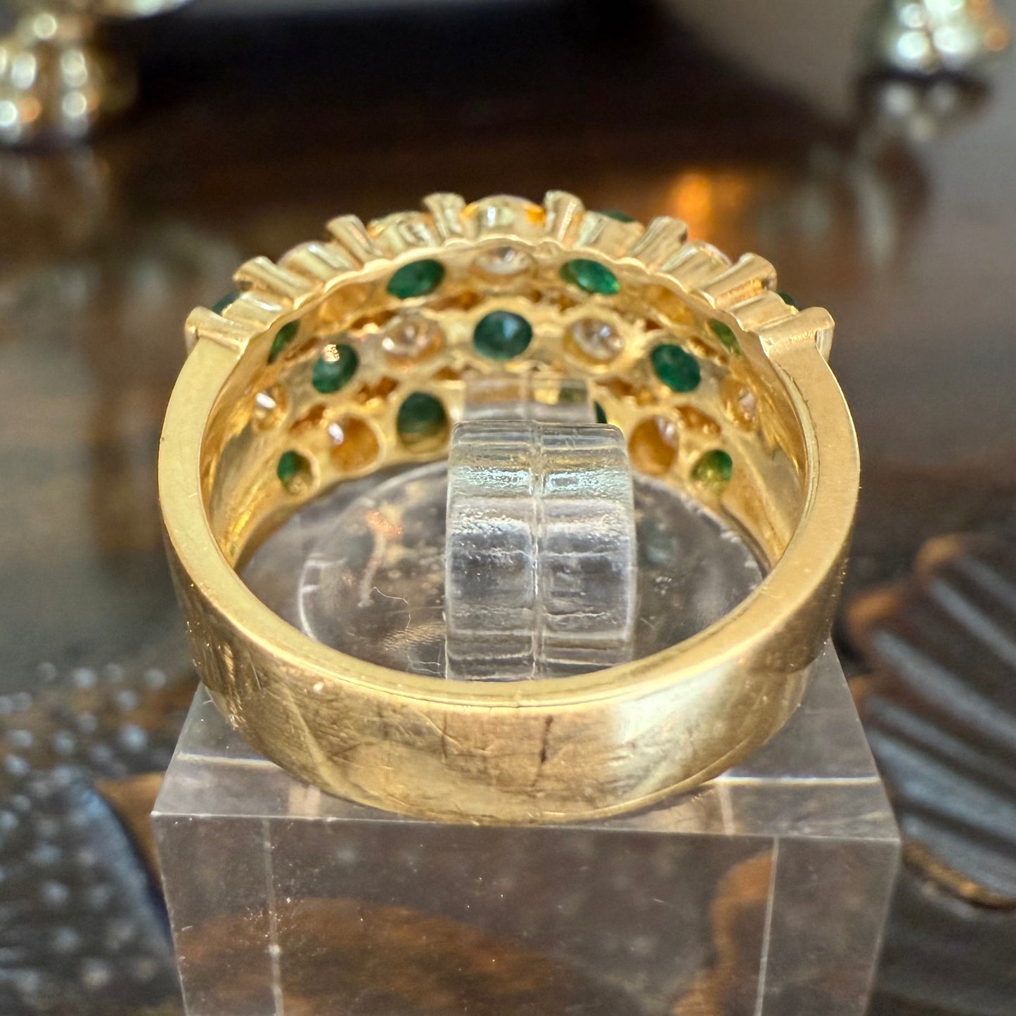 14K Emerald and 1.04 CTW Diamond Band