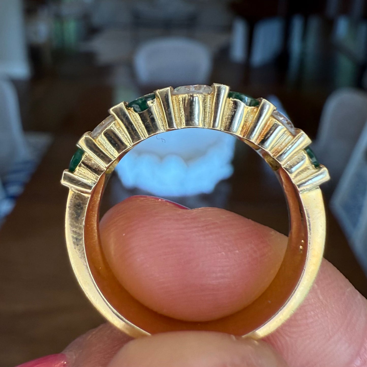14K Emerald and 1.04 CTW Diamond Band