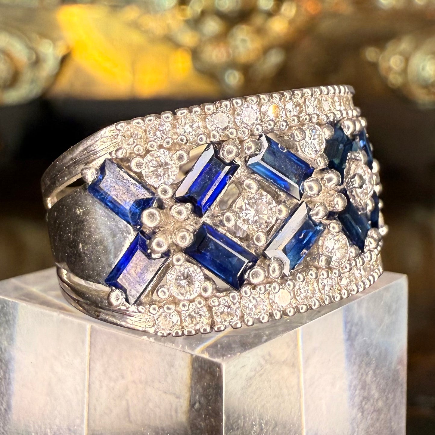 14k Sapphire and Diamond Band