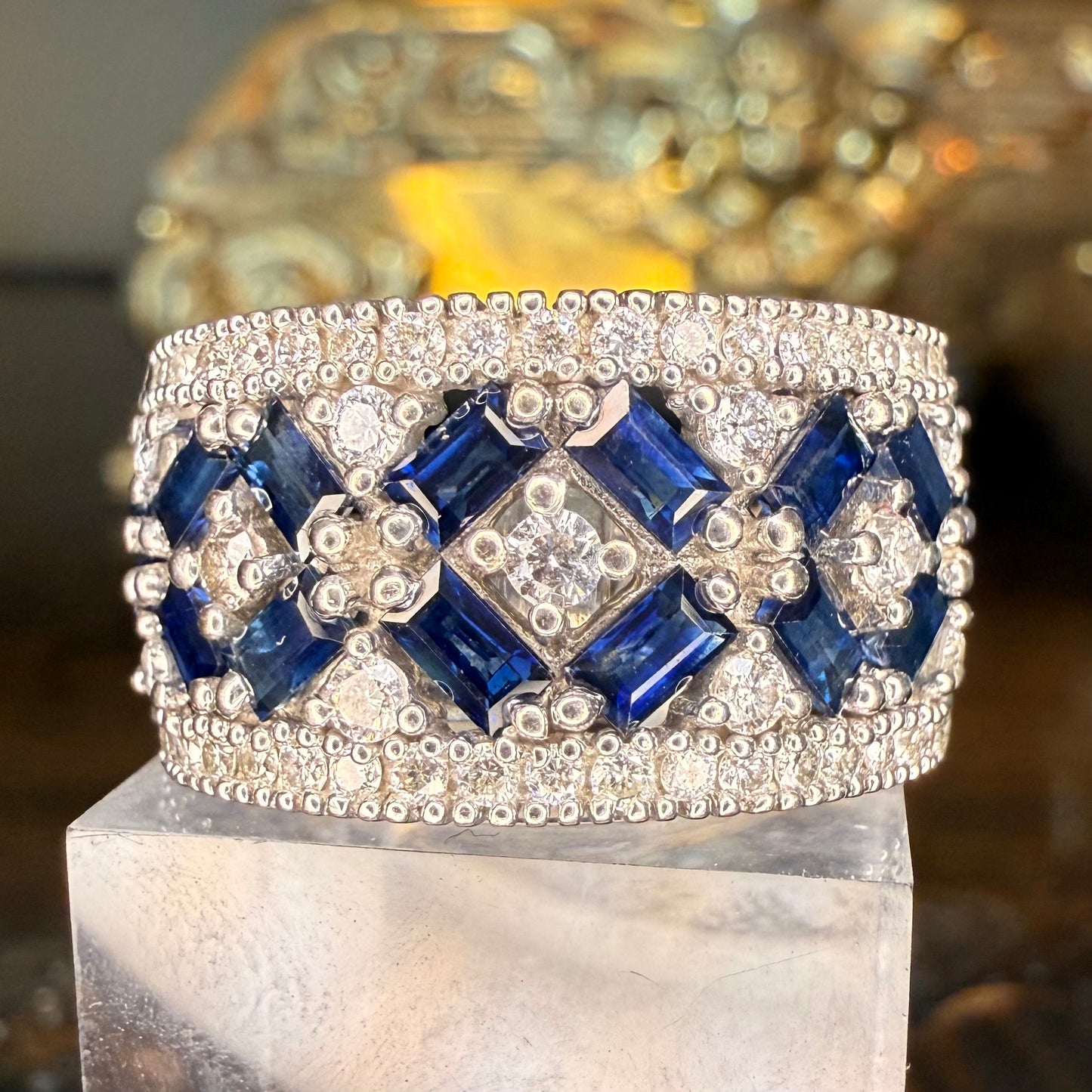 14k Sapphire and Diamond Band