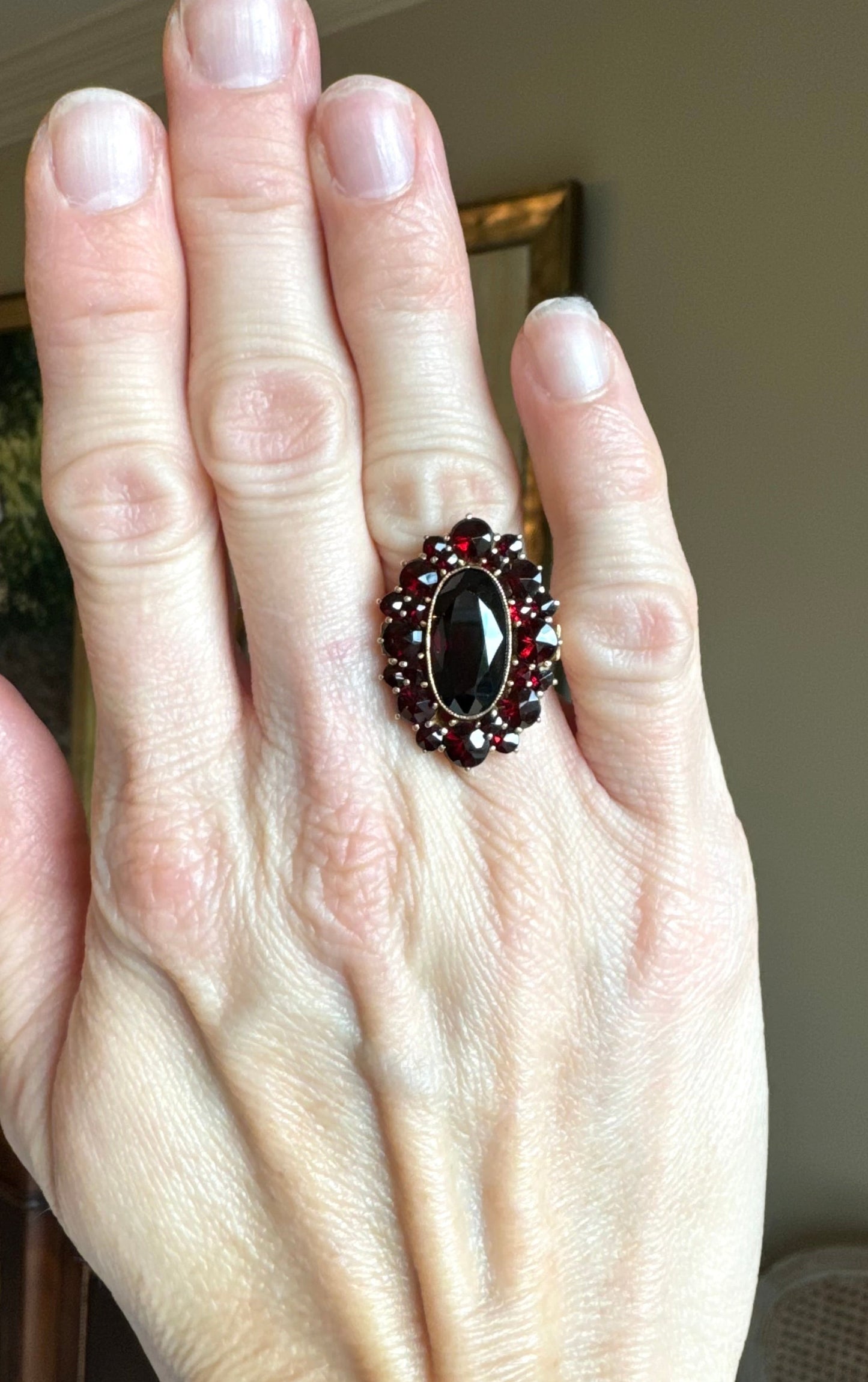 Vintage 10K Gold Garnet Cocktail Ring