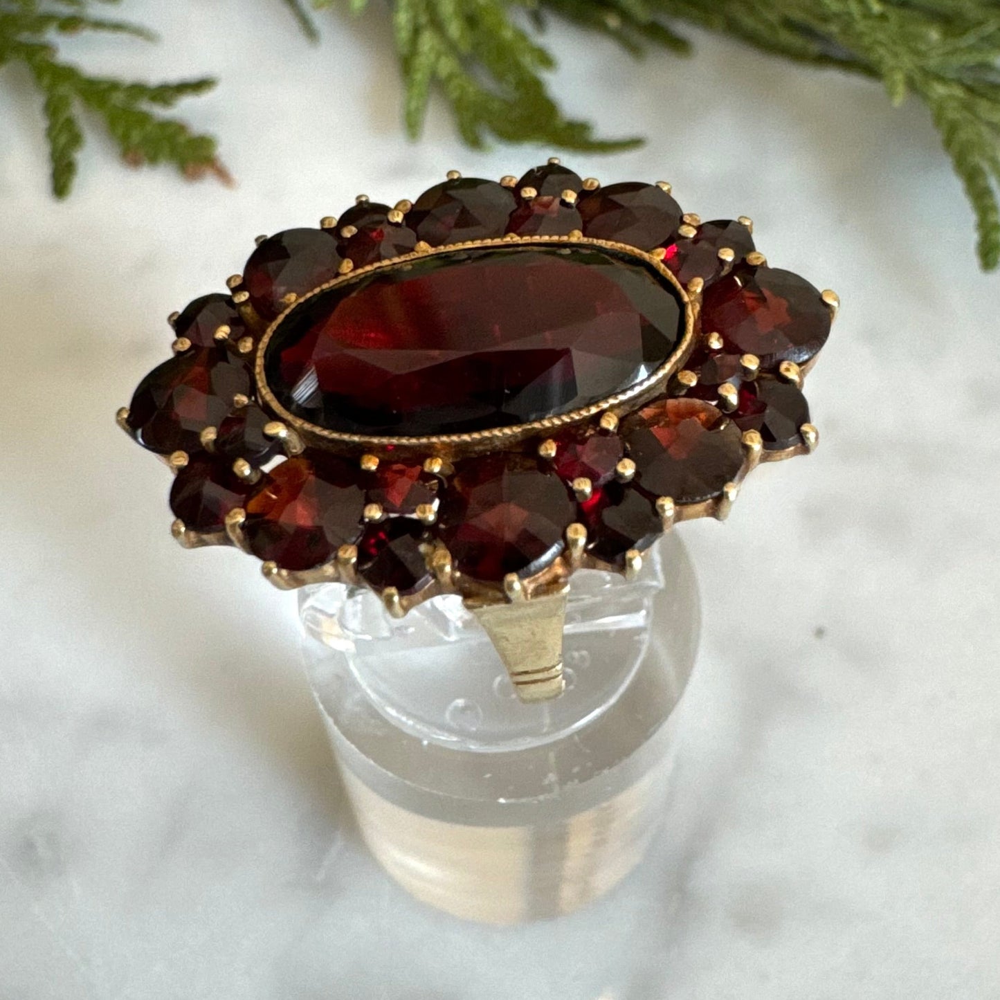Vintage 10K Gold Garnet Cocktail Ring