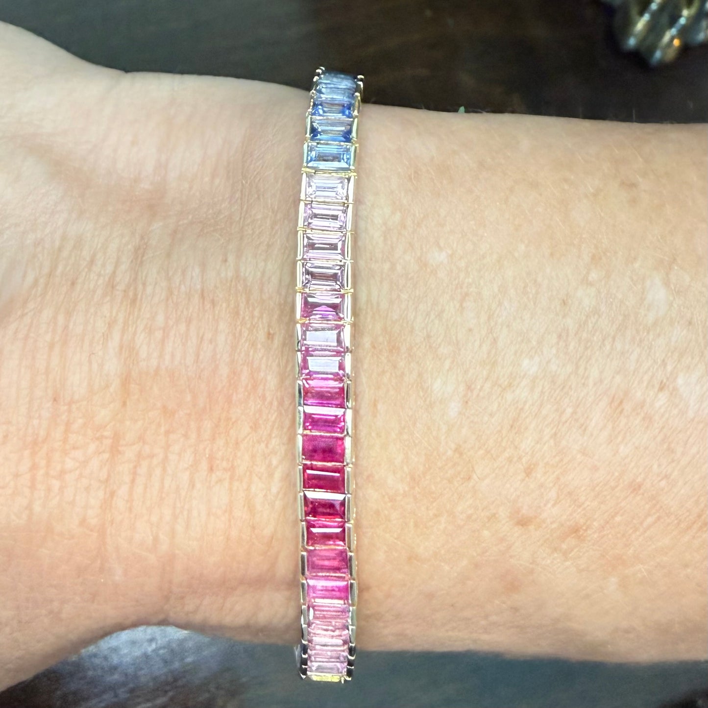 14k EFFY Multi-Color Rainbow Sapphire and Diamond Bracelet