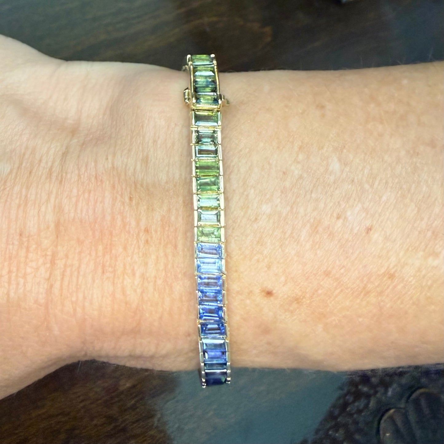 14k EFFY Multi-Color Rainbow Sapphire and Diamond Bracelet
