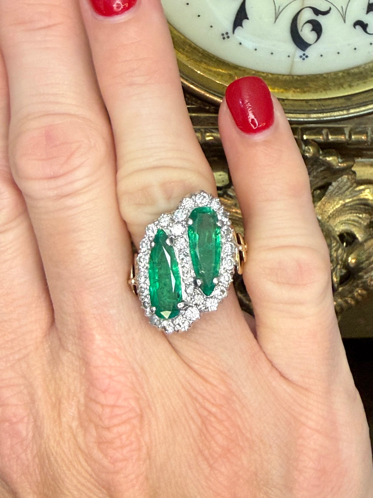 14k 5.00 CTW Colombian Emerald and 1 CTW Diamond Ring-INCLUDES GIA CERT ON EMERALD
