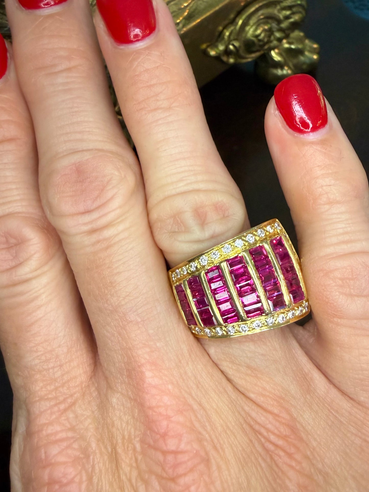 18k Estate 3.00 CTW Ruby and .40 CTW Diamond Band