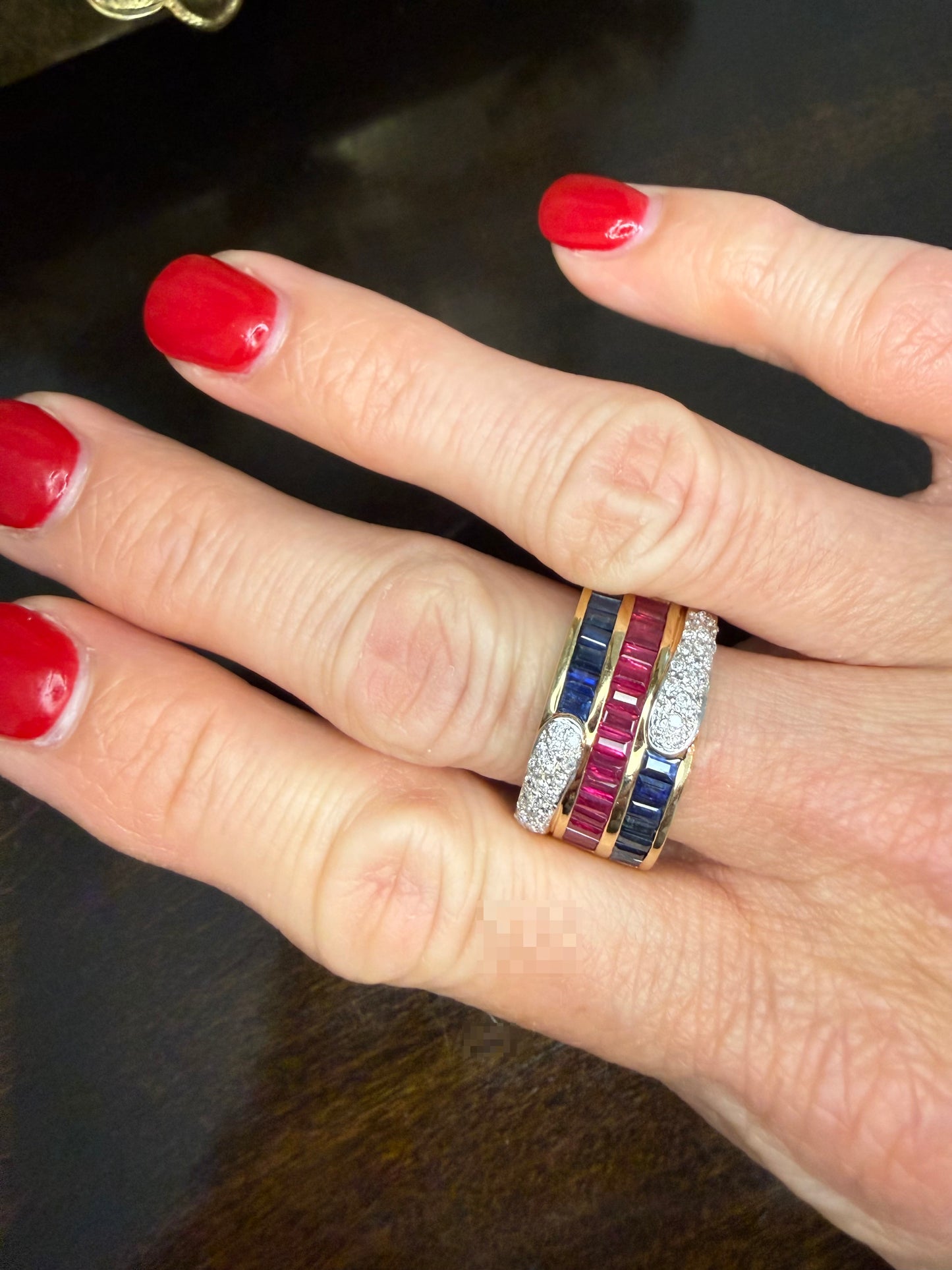 14K Ruby, Sapphire, and Diamond Statement Ring