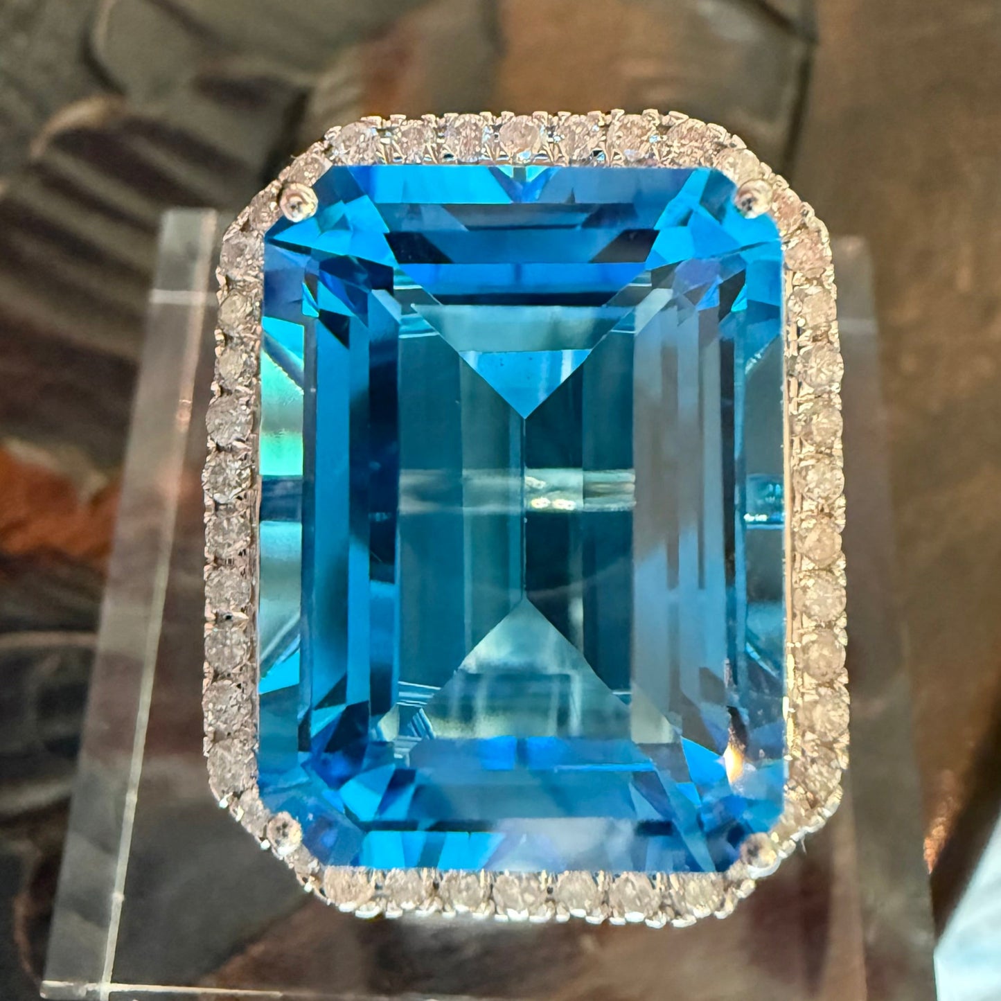 14K London Blue Topaz Diamond Ring: 23.90 CT Estate Cocktail or Engagement Ring