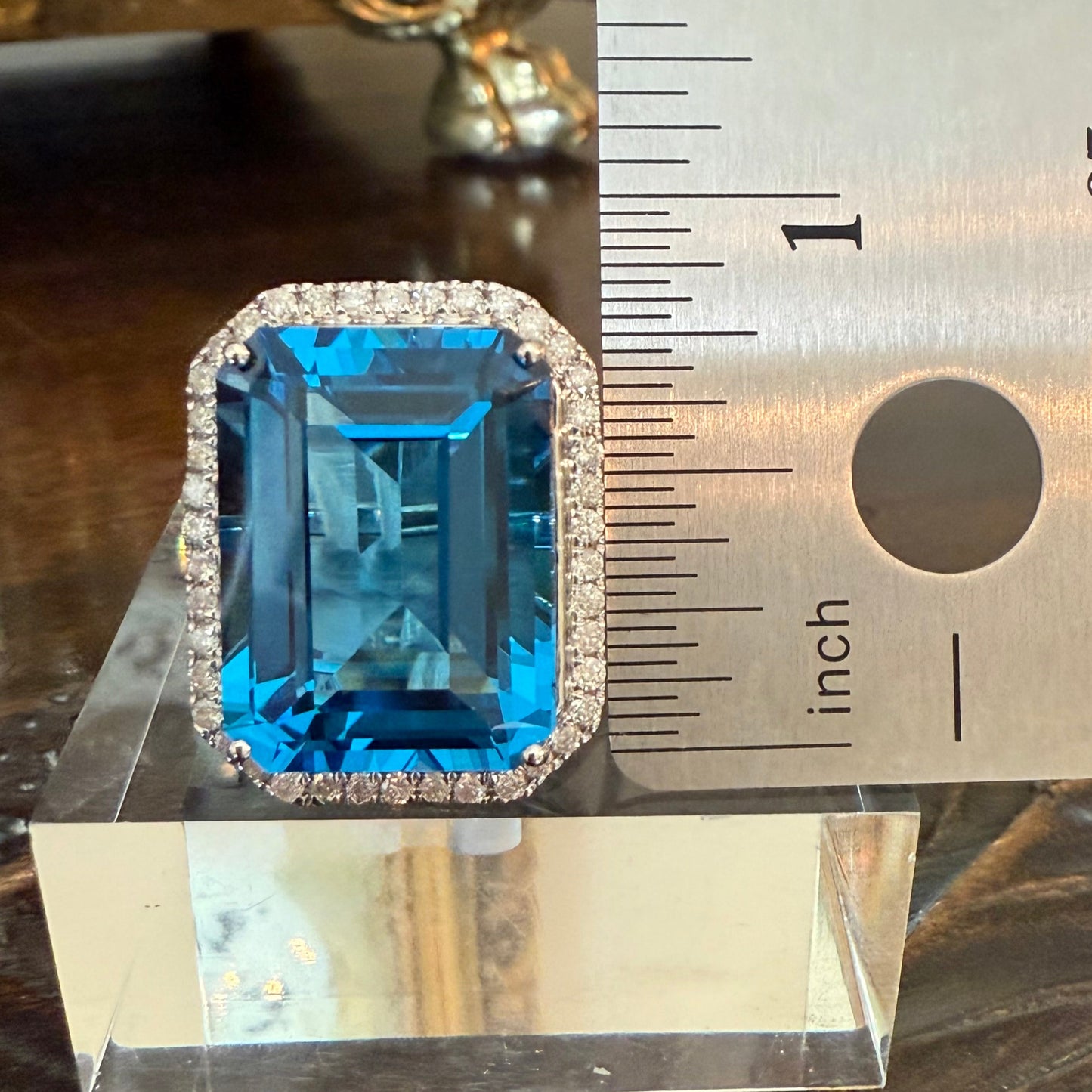 14K London Blue Topaz Diamond Ring: 23.90 CT Estate Cocktail or Engagement Ring