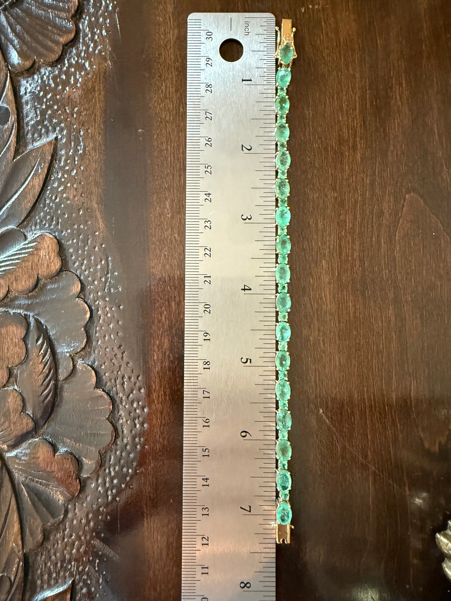 14K Gold 16.25 CTW Emerald Tennis Bracelet