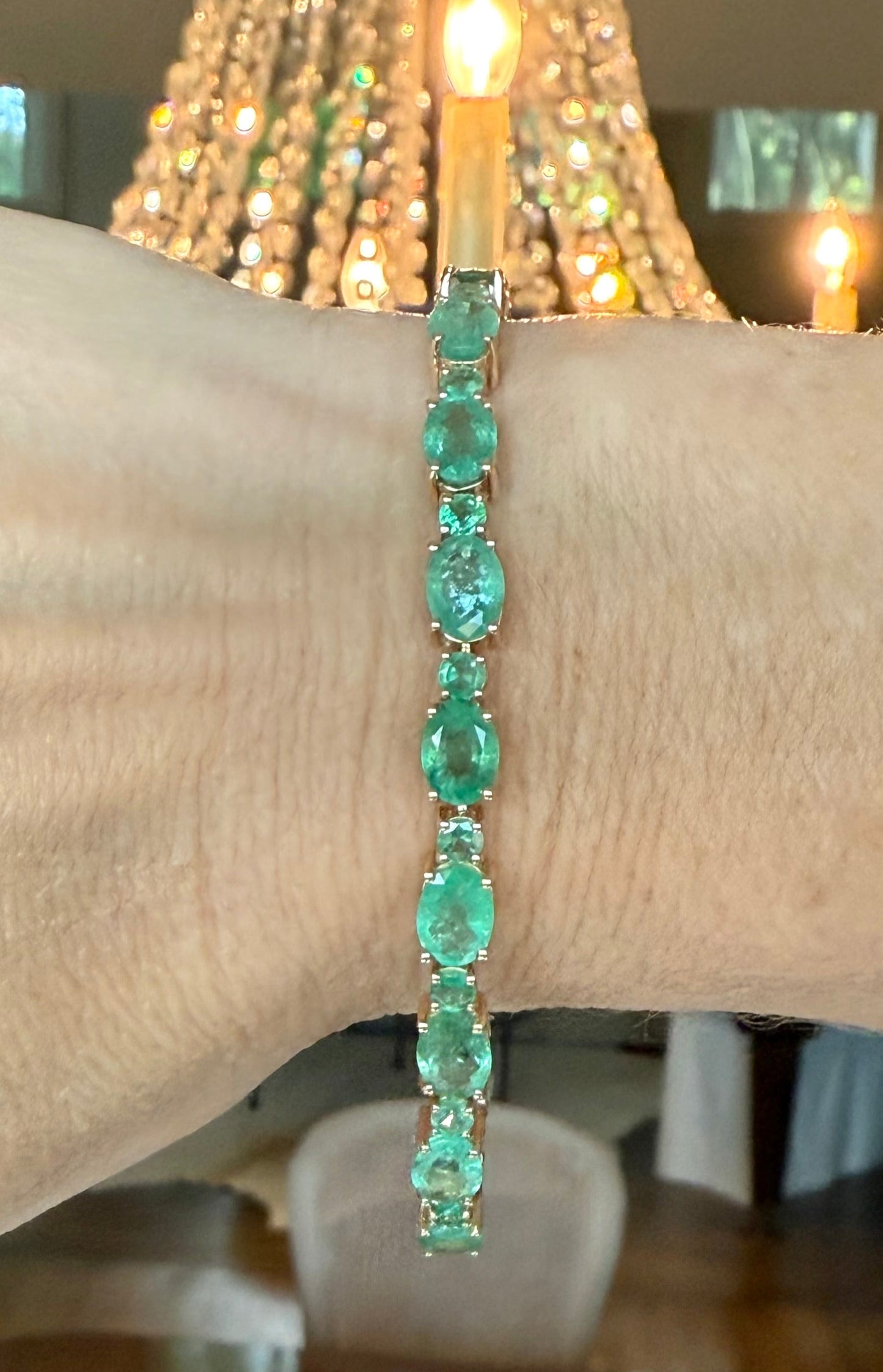 14K Gold 16.25 CTW Emerald Tennis Bracelet