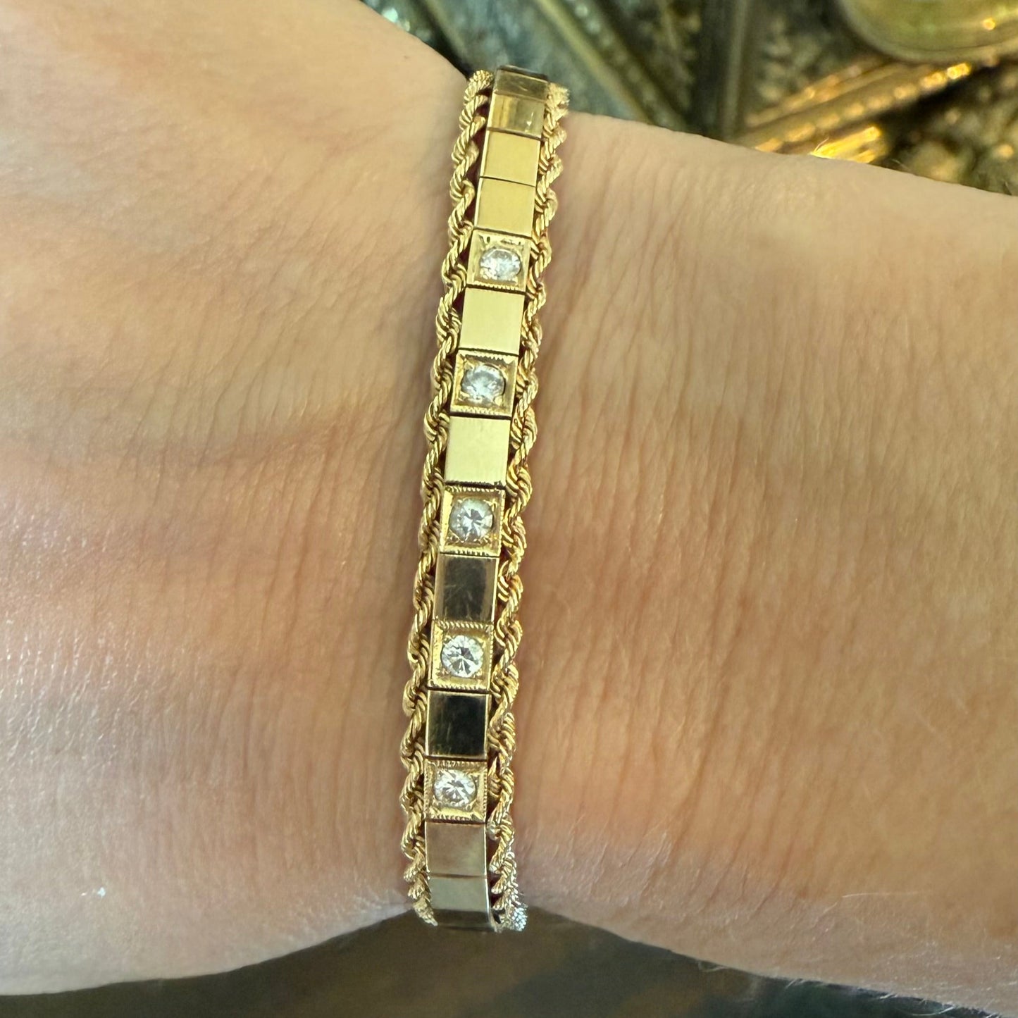 14K Gold Diamond Line Bracelet