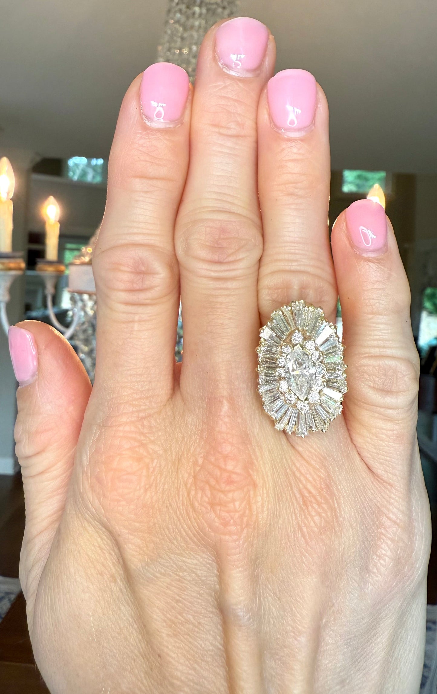 14K 5.05 CTW Diamond Ballerina Engagement or Cocktail Ring