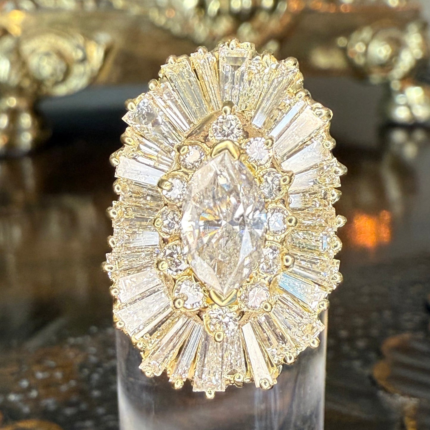 14K 5.05 CTW Diamond Ballerina Engagement or Cocktail Ring