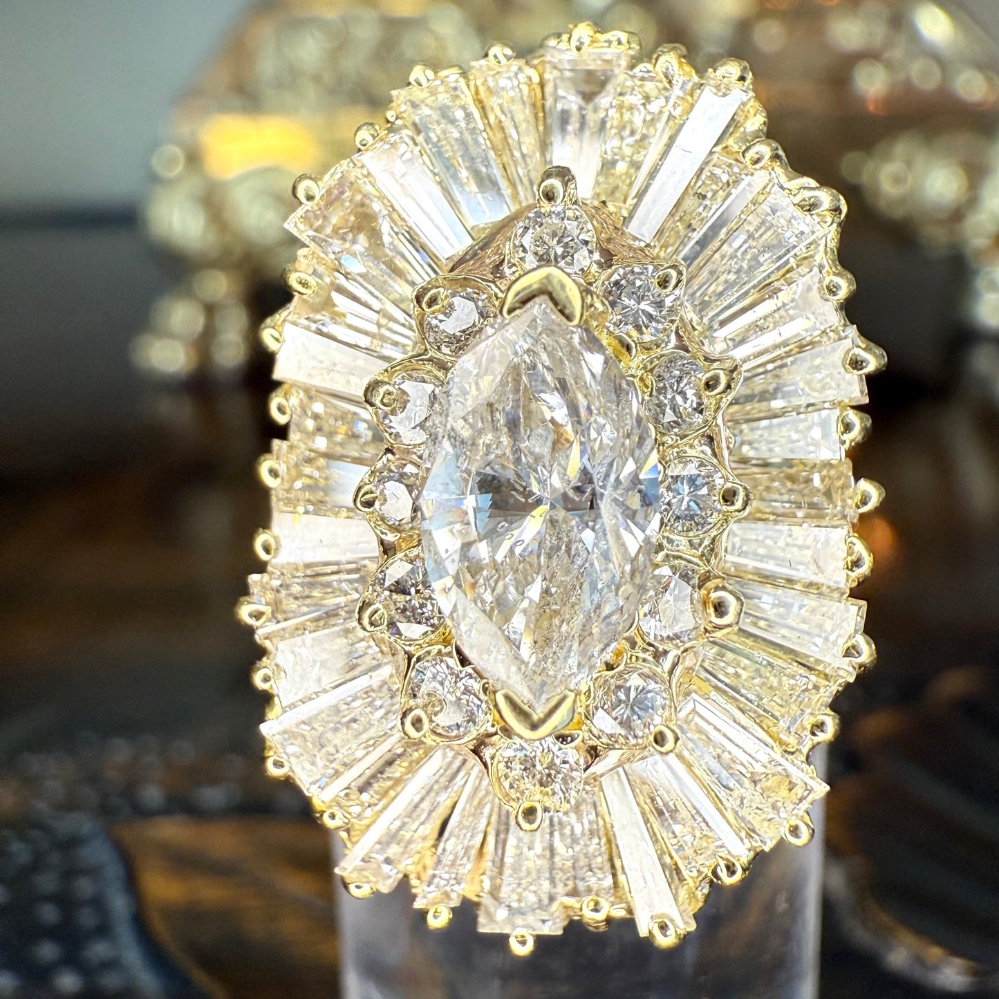 14K 5.05 CTW Diamond Ballerina Engagement or Cocktail Ring