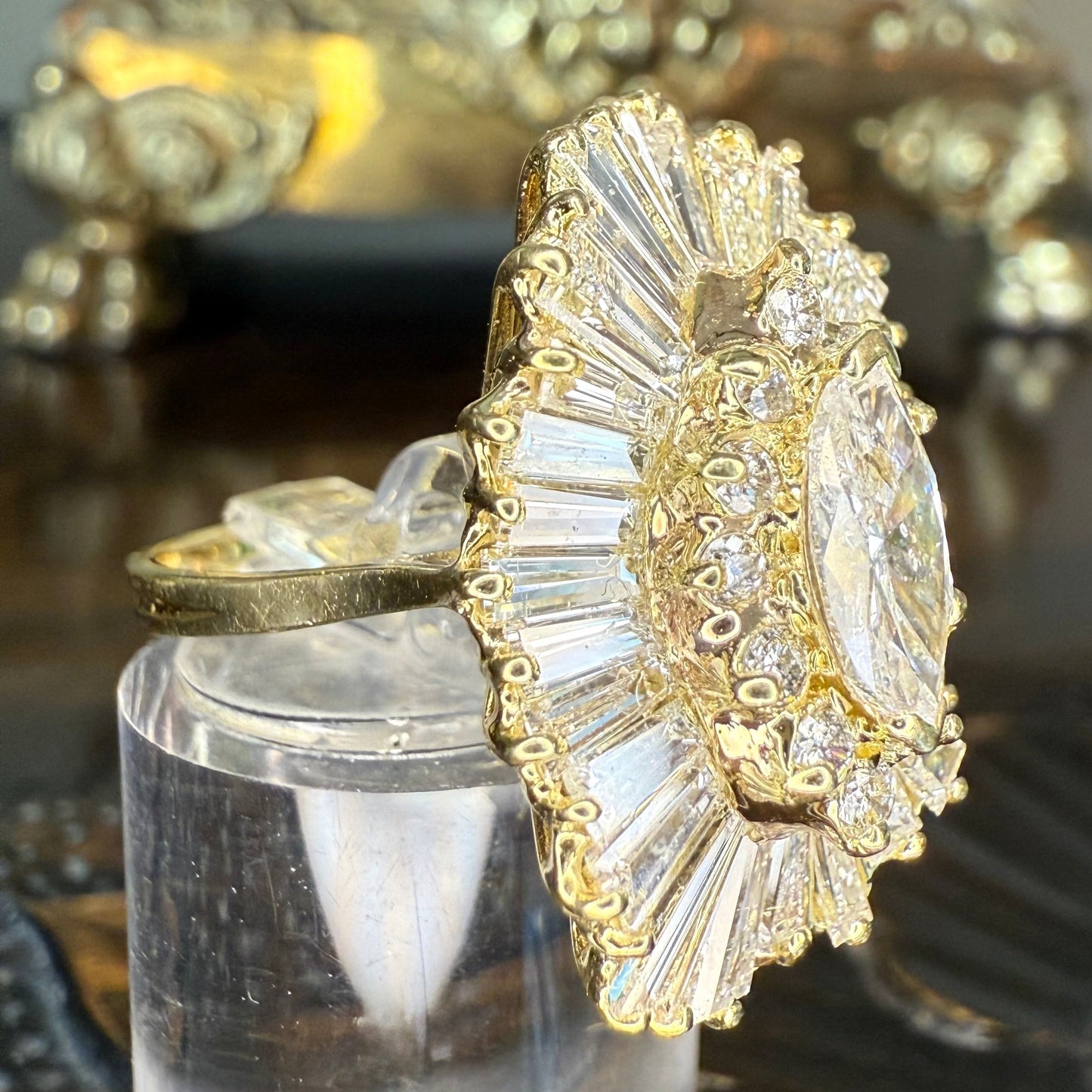 14K 5.05 CTW Diamond Ballerina Engagement or Cocktail Ring
