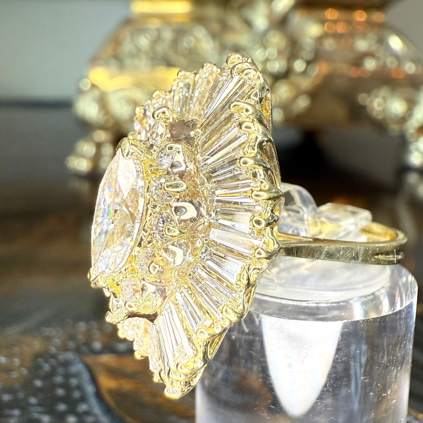 14K 5.05 CTW Diamond Ballerina Engagement or Cocktail Ring