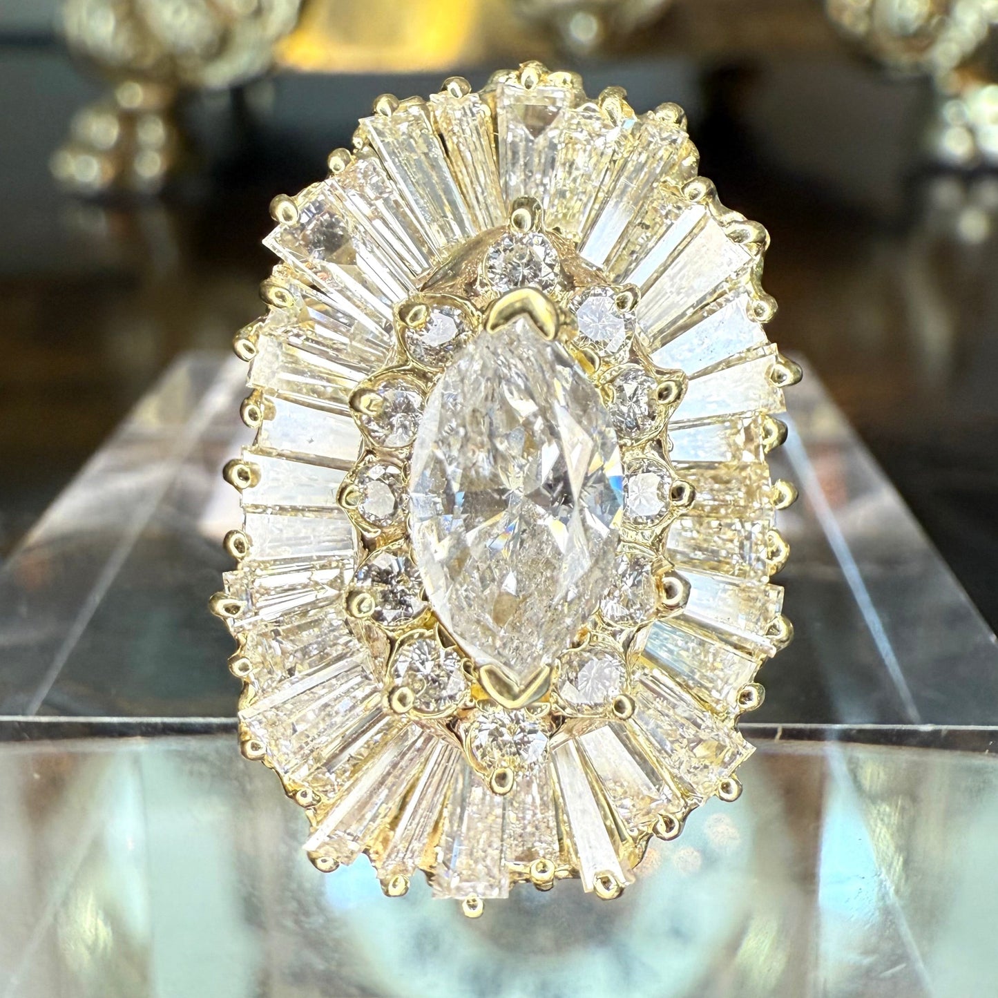 14K 5.05 CTW Diamond Ballerina Engagement or Cocktail Ring