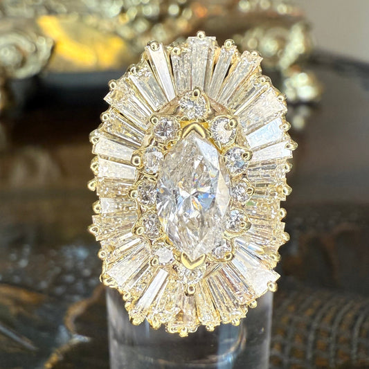 14K 5.05 CTW Diamond Ballerina Engagement or Cocktail Ring