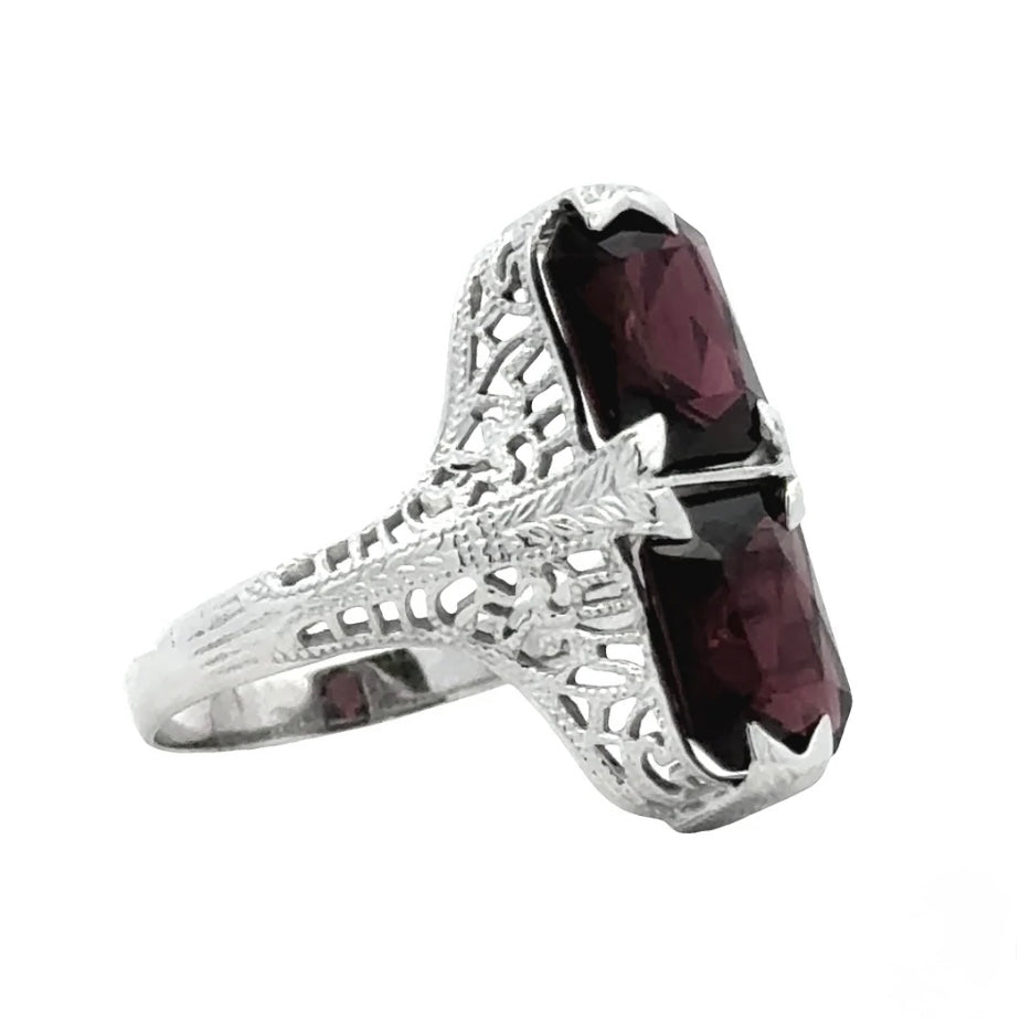 14K Antique Garnet Filigree Cocktail Ring