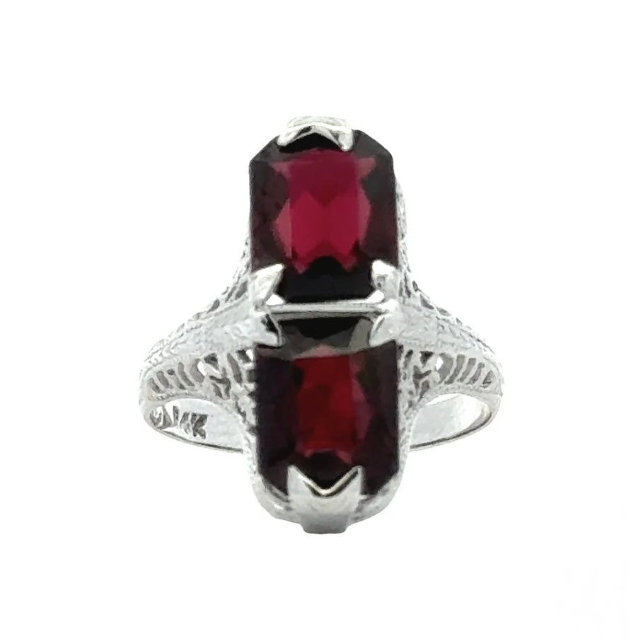 14K Antique Garnet Filigree Cocktail Ring